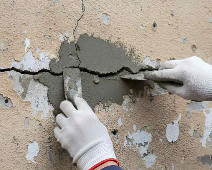 Réparation durable de fissures par l'extérieur du bâtiment