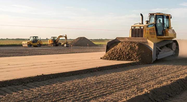 Opération de nivelage de terrain à Québec